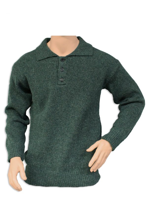A 3-button neck with a collar OUTDOOR jumper in a green colour