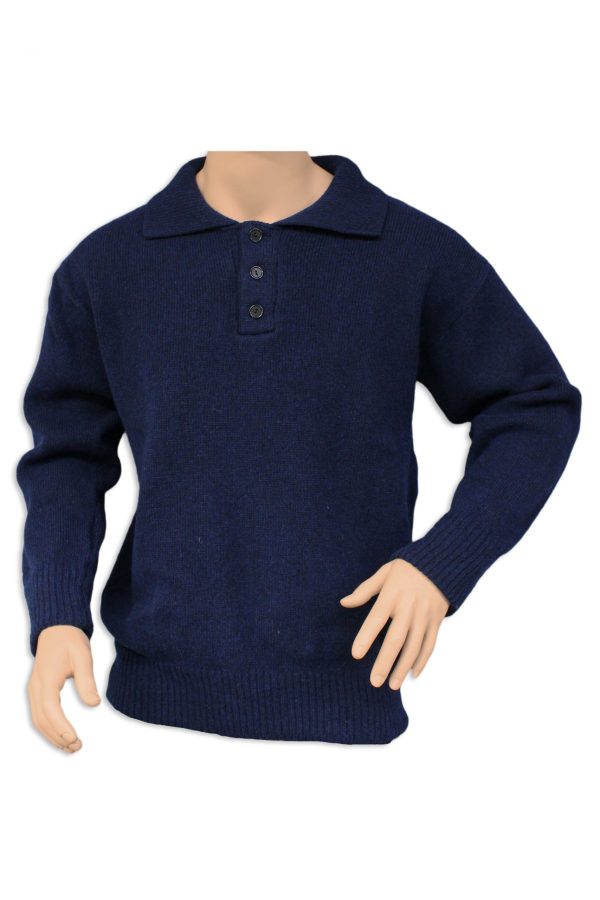 A 3-button neck with a collar OUTDOOR jumper in a navy blue colour