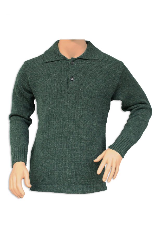 A 2-button neck with a collar OUTDOOR jumper in a green colour