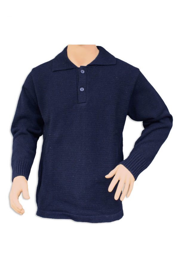 A 2-button neck with a collar OUTDOOR jumper in a navy blue colour