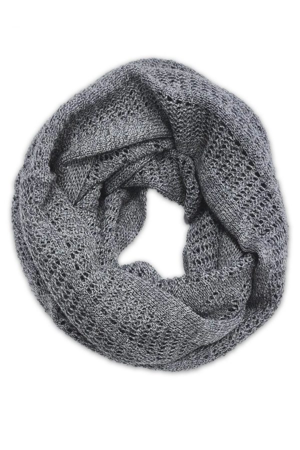 Australian Merino Wool Infinity Scarf in Koala Grey Marl Branberry