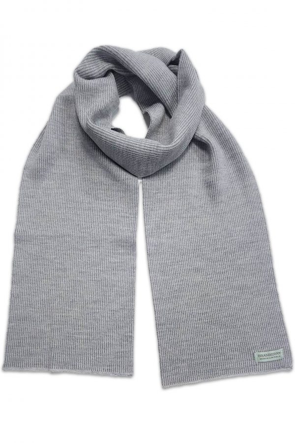 Elegant Light Grey Mini-Stripe Merino Wool Scarf - Australian Craftsmanship