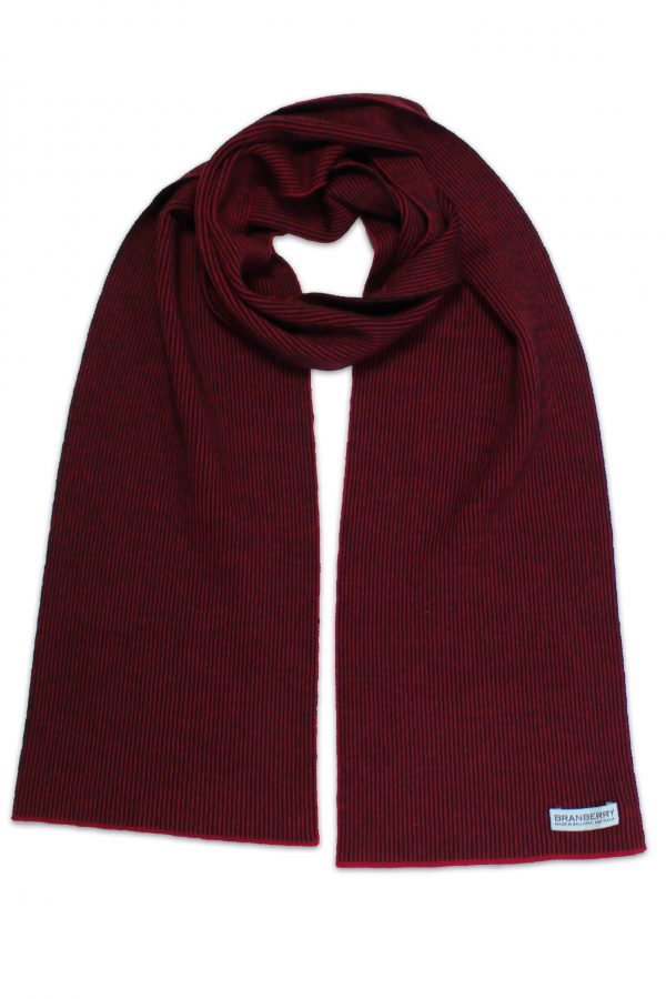 Red and Black Mini-Stripe Australian Merino Wool Scarf