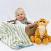 Blue, Mint & White Garter Stripe Baby Blanket | Luxurious Blend of Cotton and Wool - Baby Boy's Playtime
