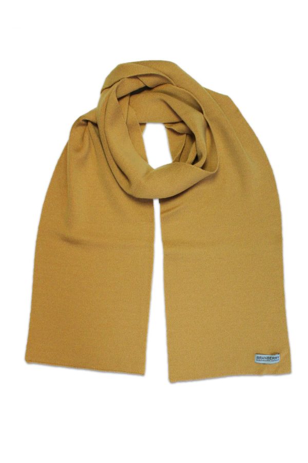 Plain Adult Unisex Scarf in Mustard Yellow, made from Pure Australian Merino Wool