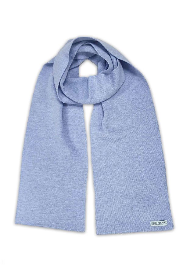 An Australian Made, Plain Adult Unisex Scarf in Sky Blue made from Pure Australian Merino Wool