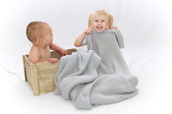 Plain Garter Blanket in Grey, Australian Made, Branberry Blanket
