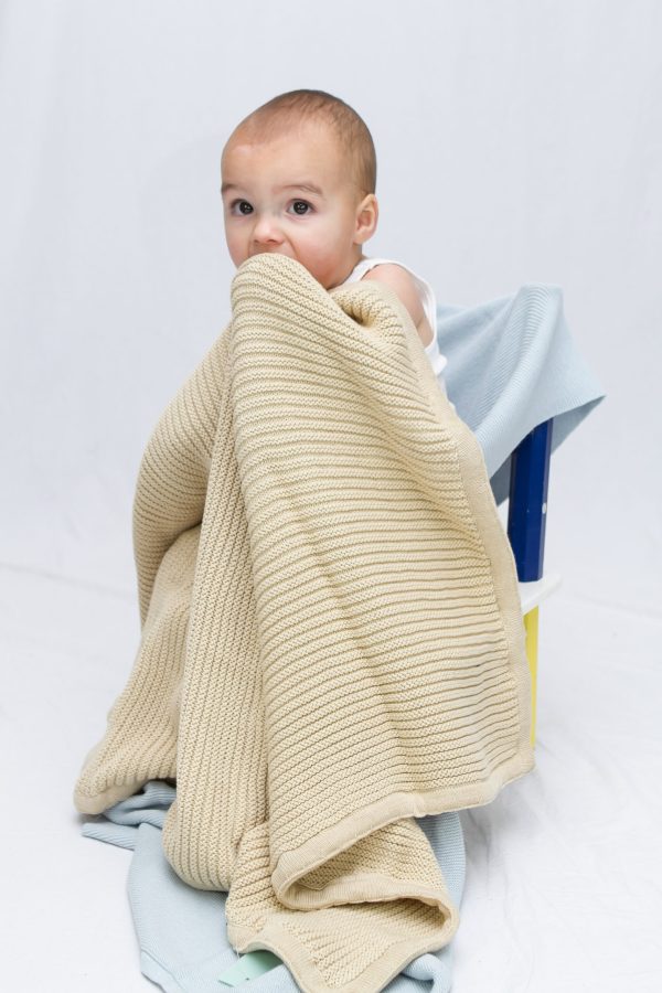 Plain Garter Blanket in Pebble, Australian Made, Branberry Blanket