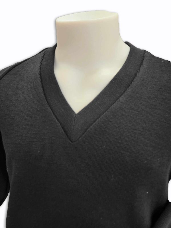 Close-up of Brandella 788 Raglan Sleeve Vee Neck Jumper - Vee Neck Detail
