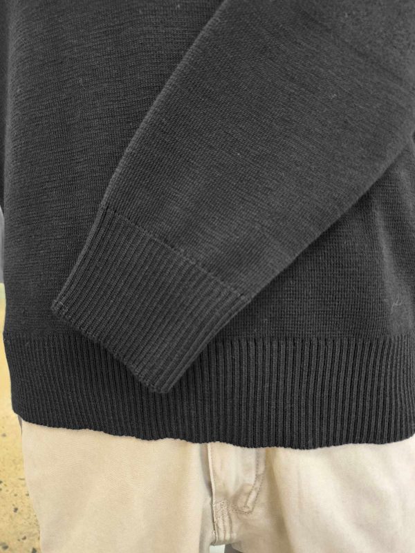 Close-up of Brandella 788 Raglan Sleeve Vee Neck Jumper - Ribbed Waistband and Cuffs