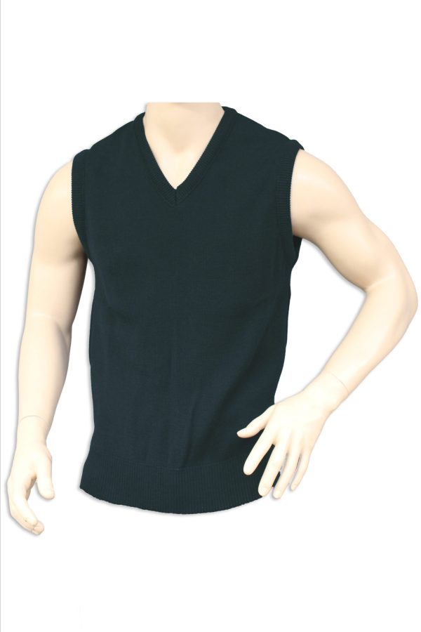 Bottle Green Unisex V-Neck Vest on Mannequin Torso