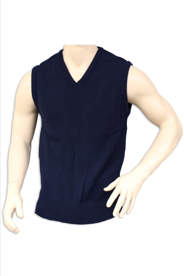 Navy Blue Unisex V-Neck Vest on Mannequin Torso